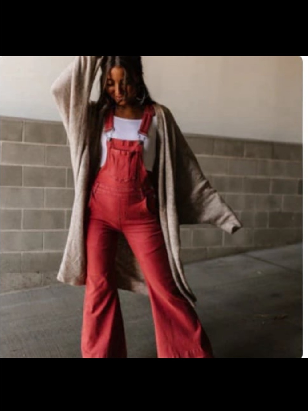 Wide-Leg Red Overalls Jeans for Women